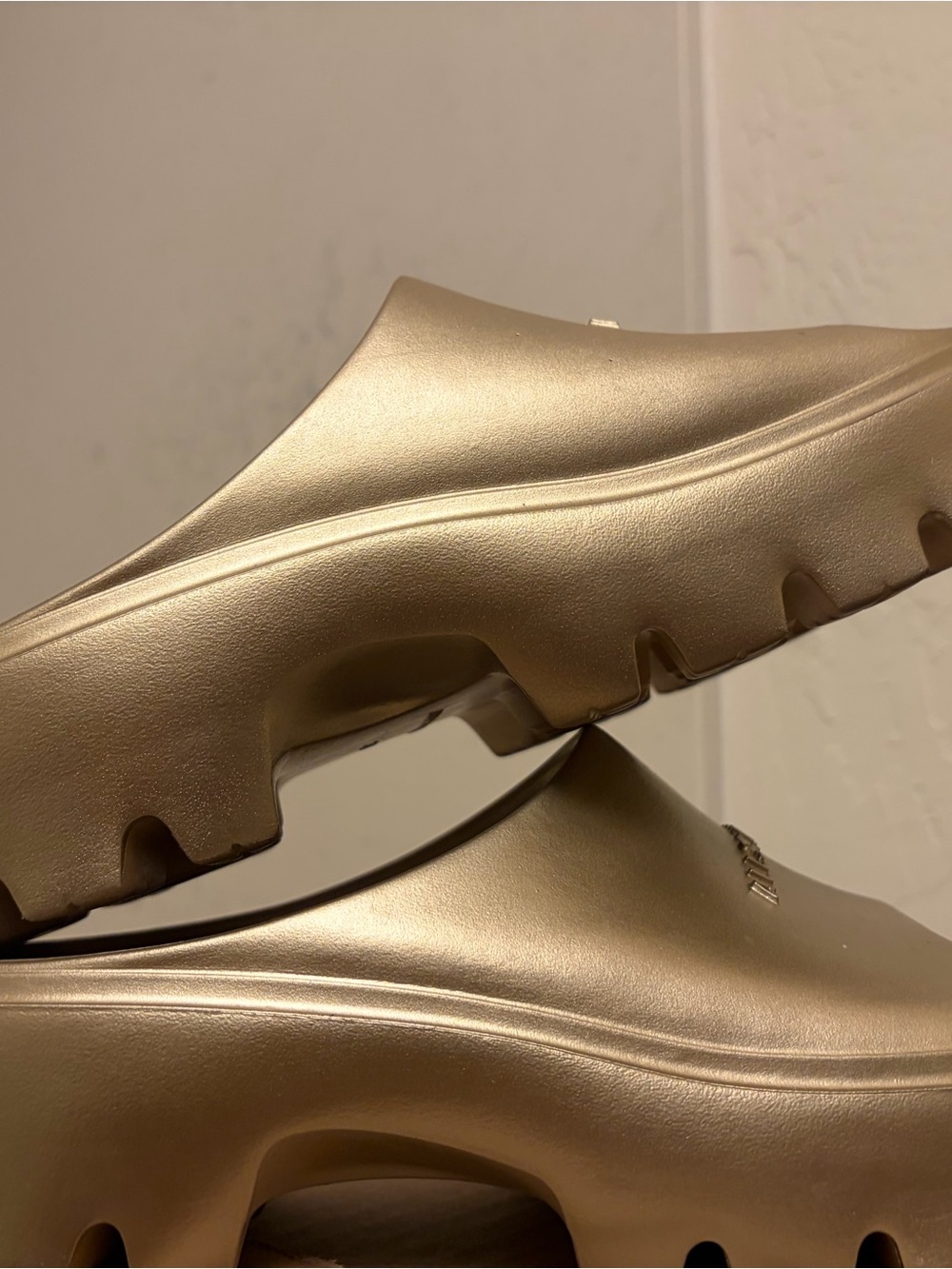 AllSaints Metallic Gold Slip-On Platform Clog for Women